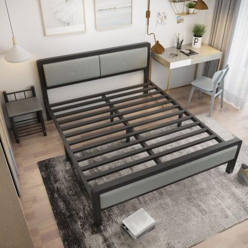 Metal Bed Frame 180x100x210CM Simple Iron Double Modern Bedroom Home Dormitory Firm Structure Bed For Adults With Headboard