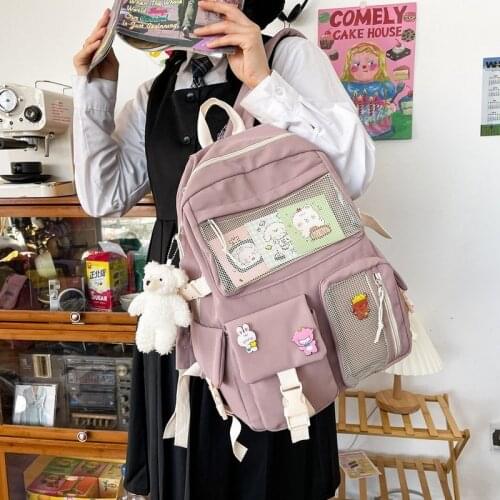 Kawaii Nylon Women Backpack Fashion Waterproof Rucksack for Teen Girls School Bag Cute Student Bookbag Travel Mochila Schoolbag