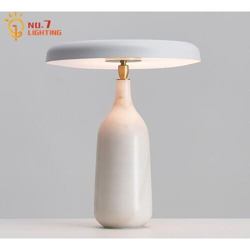 Nordic Minimalist Simple Marble Lights White Table Lamp for Living/Model Room Decor Salon Office Study Bedroom Bedside Reading