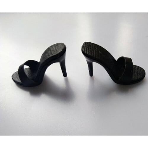 Black high-heeled Slippers Model For 1/6 Female Figure