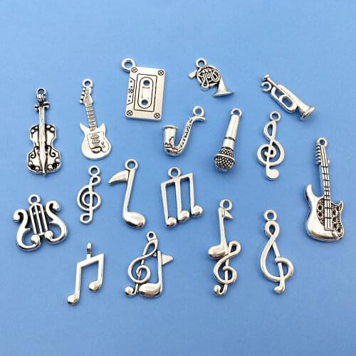 Mix 50pcs Bulk Lots Instrument Music Notes Charms Metal Pendants for Jewelry Making DIY Findings Necklace Bracelet Accessories