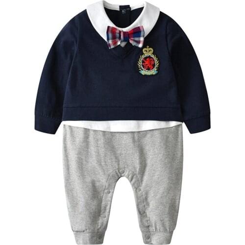 Newborn Baby Clothing Autumn Winter Gentleman Rompers Infant Boys Girls Cotton Jumpsuit Ropa Bebe Baby Boy Knitted Clothing