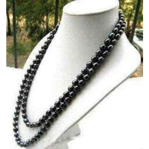 NEW Natural 54" 9-10MM Black Akoya Cultured Pearl Necklace