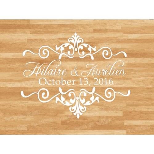 Personalized Names Date Wedding Decoration Dance Floor Decals Removable No Background Vinyl Wall Stickers Self Adhesive ZB593