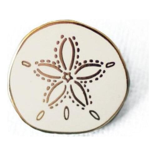 Sand Dollar Stencil Beach Themed Brooch Machine Embroidery Design Soft Enamel Pin