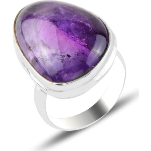 Silver 925 Sterling Amethyst Gemstone Ring