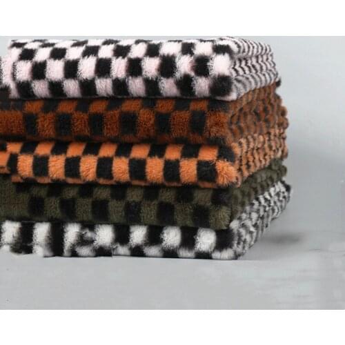 Imitation rabbit Fur Fabric Square Pattern Soft Faux Fur Fabric Clothes Bags Shoes Homdecor DIY Materilas 100x160cm