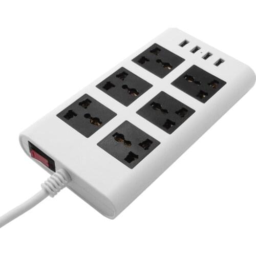 Power Strip 6 Ways Universal Sockets EU/UK/US Plug with Switch 4 USB Charger Port 2M Extension Cable Socket2500W