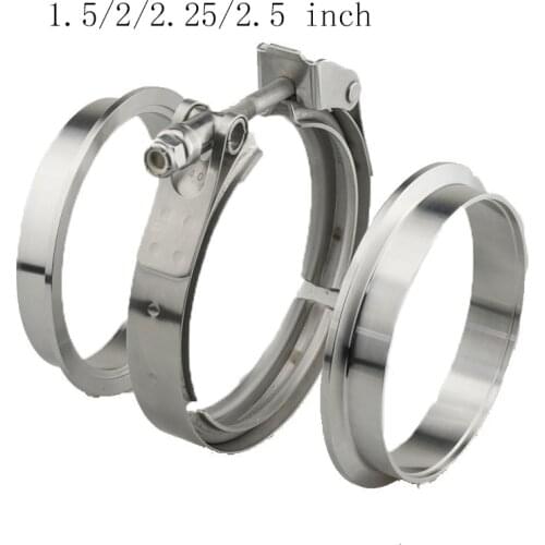 Stainless Steel V-Band Clamp 1.5/2/2.25/2.5 inch Male/Female Flange Kit V-band Turbo Exhaust Pipes Car Accessories
