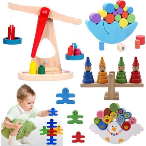 Funny Wooden Balance Scale Toy Montessori Weighing Scale Sensorial Early Education Game Toys Preschool Training Toys For Kids