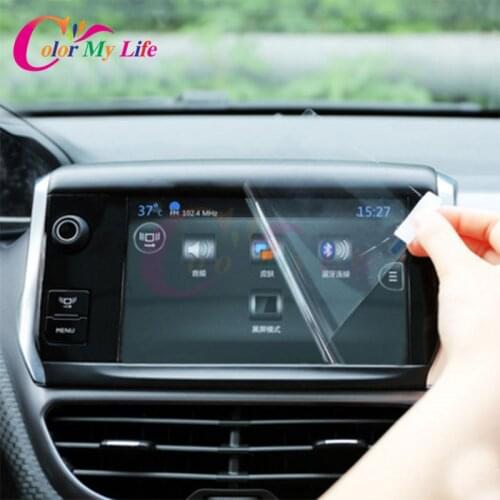 Color My Life GPS Touch Screen Protector Screen Curtain Protective Film Sticker for Peugeot 2008 2014 2015 2016 2017 Accessories