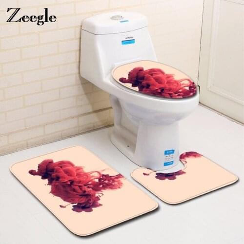 Zeegle Anti-slip Bathroom Floor Mat Machine Washable U-Shape Bath Mats Toilet Door Mat Outdoor Shower Room Rugs And Mats