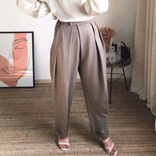2020 Autumn Big Wide Leg Pants Women Velcro Slim Radish Pants Flap Casual Pants