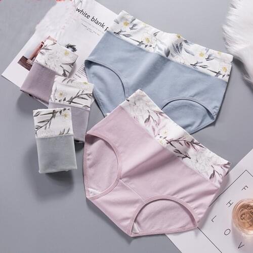 Plus Size Women Cotton Underwear Sexy Seamless Briefs Fashion Printing Panties High Waist Cartoon Girl Underwear Female Lingerie