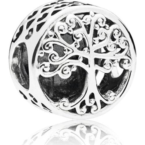 1Pcs New Cute Hollow Tree of Iife Pendant DIY Beads Suitable for Original Pandora Charm Bracelet Ladies Jewelry Making Gifts