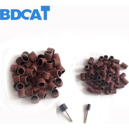BDCAT 100pcs Sanding Bands Sleeves & 2 Mandrels Electric Grinding Polishing Sandpaper circle Electric grinding tool Sand Ting