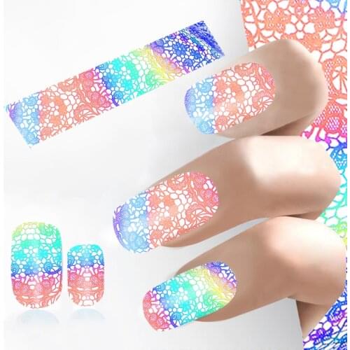 16 designs 1pc 100cm*4cm Holographic Shiny Laser Flowers Nail Foils Nail Art Transfer Sticker Paper