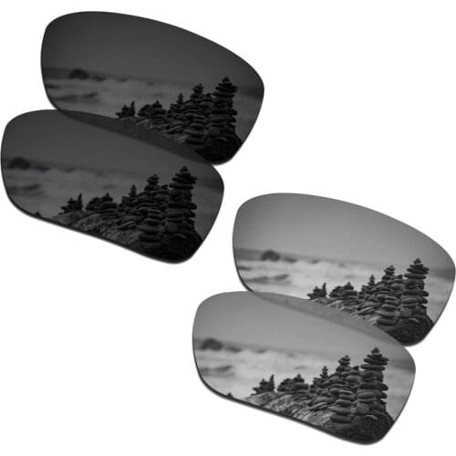 SmartVLT 2 Pairs Polarized Sunglasses Replacement Lenses for Oakley Si Ballistic Det Cord Stealth Black and Silver Titanium