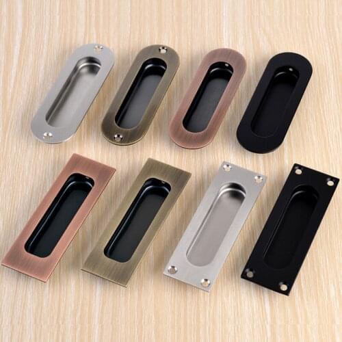 5 Pack Door Pull, Stainless Steel Kitchen Drawer Pull Cabinet Handle, Recessed Flat Finger Pull Flush Pull,Sliding Door Hardware