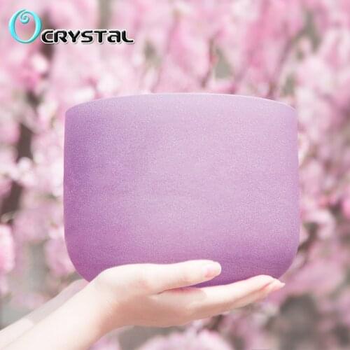 8inch Purple Crystal Singing Bowl B Crown Note Meditation Quartz Bowl Sound Therapy + Mallet