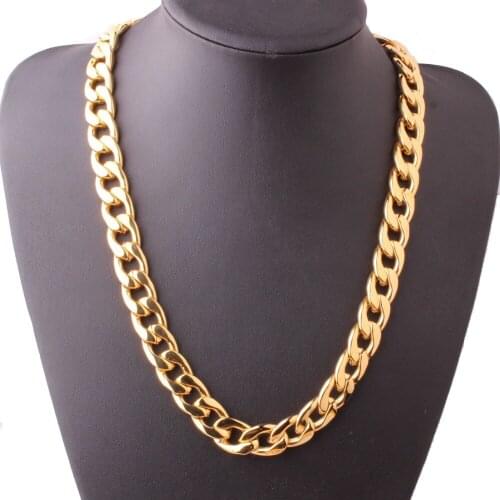 Fashion Stainless Steel Jewelry 7-40" 11/13/15/19MM Men/Women Golden 1:1 NK Cuban Curb Link Chain Necklace Or Bracelet Xmas Gift