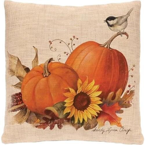 Halloween Thanksgiving Day Pumpkin Sunflower Pillow Cover Cushion Case Decor