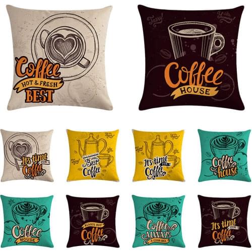 Love coffee cup design pillow cover linen cushion cover car home decoration pillow cover 45x45
