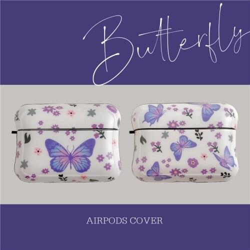 Cute Purple Butterfly Case for Apple Airpods Cover Cartoon Earphone Case Soft Capa for Airpod Pro/2/1 Headphones Case Box