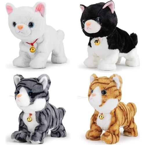 Electronic Robot Cat Toy Plush Cat Voice With Touch Control Kitten Cute Plush Animal Toy Children Interactive Toy Gift