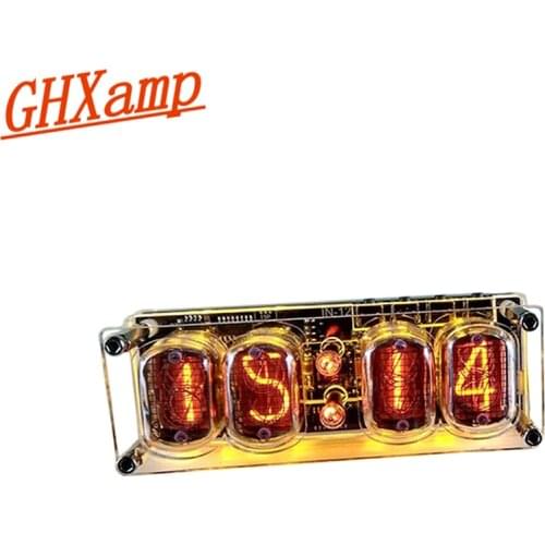 GHXAMP IN-12 Glow Tube 4-digit Clock Colorful LED Backlight DS3231 Nixie Clock IN-12B DC5V USB Electronic DIY