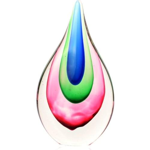 Art Glass Colored Teardrop Waterdrop Figurine sculpture Living Roon Drop Table Top Decoration 8.3 Inches