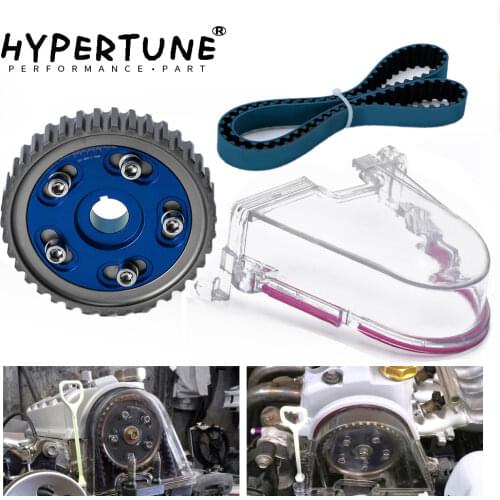 Hypertune - HNBR Racing Timing Belt + Aluminum Cam Gear + Cam Cover FOR 96-00 Civic D16Z D16Y WITH PQY STICKER