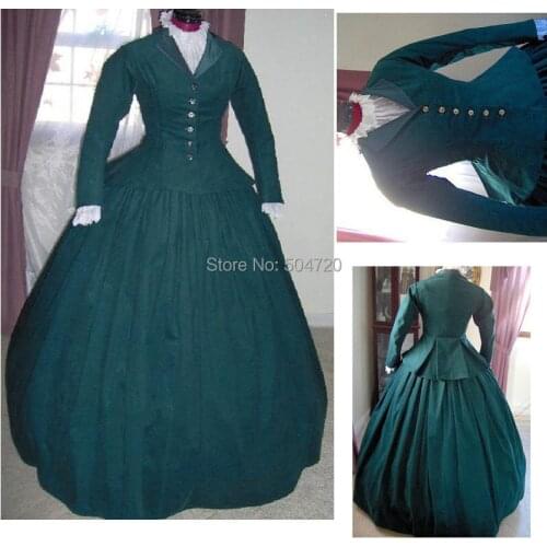 Historical!R-178 19 century Vintage costume 1860S Victorian Lolita/Civil War Southern Belle Ball Halloween dresses All size