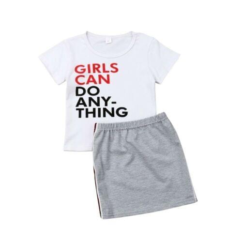 Boutique girl clothes Casual Toddler Kids Baby Girl Letter Print Tops T-shirt Skirt 2pcs Outfit Clothes