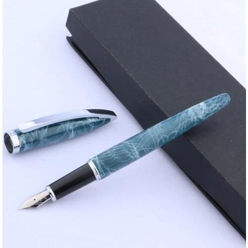 Jinhao 156 Champagne blue marble Silver piece Trim Fountain Pen