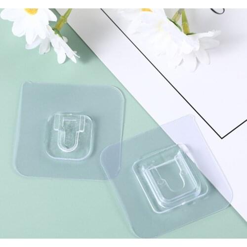 10 Pack Seamless Wall Hooks Transparent Heavy Duty Double-Sided Self Adhesive Hooks for Bathroom Kitchen Door Organization