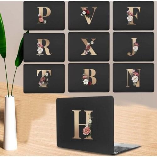 For Apple Macbook Pro 13" /Pro 15" A1398 A1707 A1990 /Pro 16" A2141 Matte Gold Letter Pattern Anti-fall Hard Shell Laptop Case