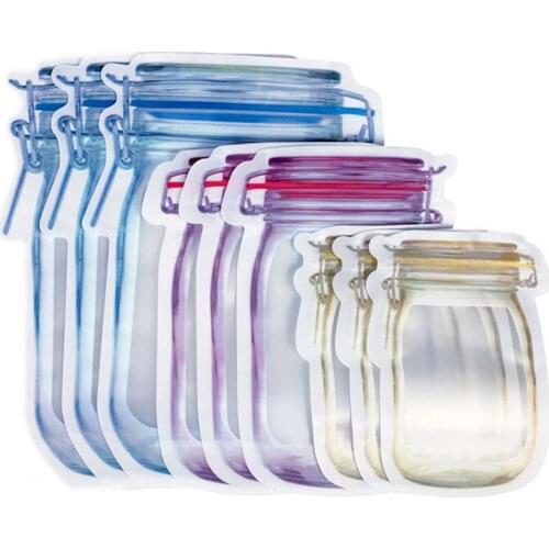 10pcs Reusable Bottles Bags Nuts Candy Cookies Bag Waterproof Seal Fresh Food Storage Bag Snacks Sandwich Zip Lock Bags