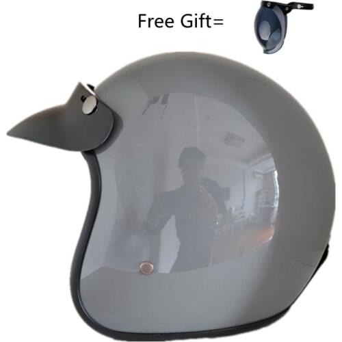 Motorcycle Helmet Jet Open Face Helmet Cascos Para Moto Vintage Pilot Cafe Racer Etro Cruise Gloss Black