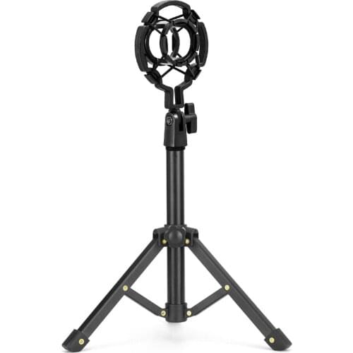 Muslady Tabletop Microphone Tripod Stand Desktop Mic Stand Metal Mic Tripod with Mic Holder for Streaming Recording