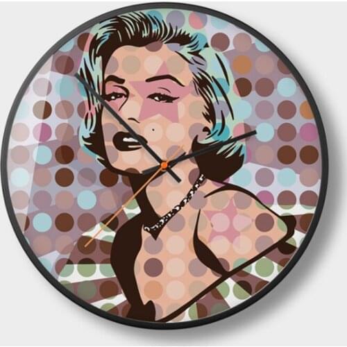 Marilyn Monroe Wall Clock Singer Sex Symbols Icon Wall Art Decorative Wall Watch Music Lover Gift Luxury 12inch metal Wall Cloc