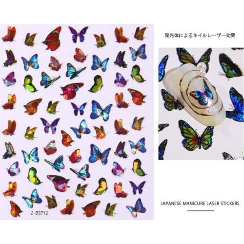 2020 New 1Set Summer Colorful Silder Butterfly Designs Nail Art Stickers Watermark DIY Colorful Tips Nail Decals Manicure Tool