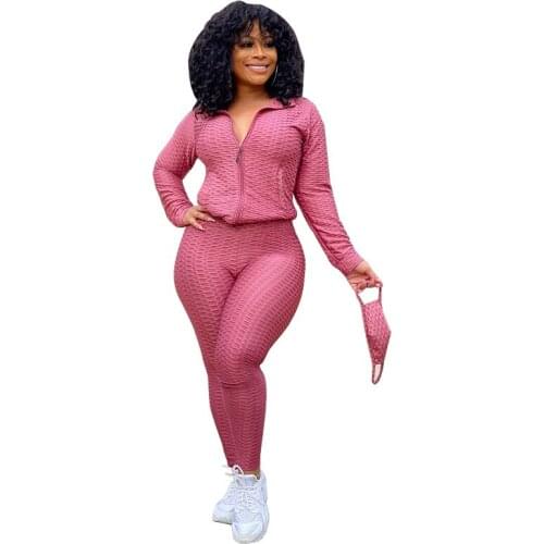 2021 Clothing New Fashion Popite Autumn And Winter Stand Collar Sweater Yoga Pant Two-Piece Set Sportswear Women + Mask