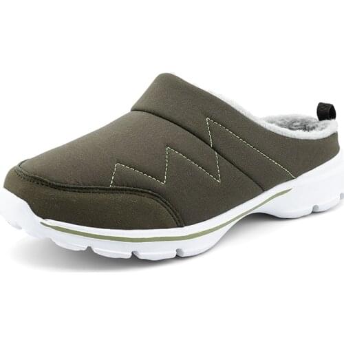 2021 New Men Slippers Home Winter Indoor Warm Plush Shoes Thick Bottom Waterproof Leather House Slippers Cotton Shoes Big Size