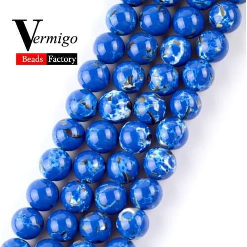 Wholesale High Quality Blue Shell Turquoises Stone Beads Round Charm Beads For Jewelry Making 4mm-12mm Diy Bracelet Necklace 15"
