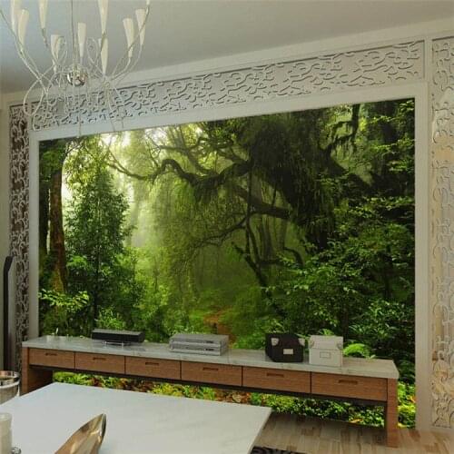 Custom 3D Primeval Forest Wall Mural Photo Wallpaper Scenery For Walls 3D Room Landscape Wall Paper For Living Room Home Decor
