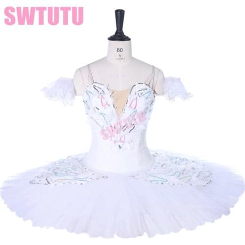 Performance Art White Swan Lake Professional Ballet Stage Costume Tutus Adult Pancake Tutu BT9257