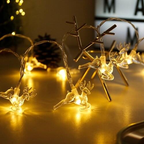 Christmas Reindeer New Year Decoration House Indoor Lighting Home Decor Battery-Operated Garland 3/6M String Light