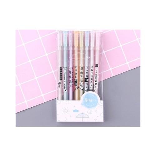 8PCS pen black cute girl heart stationery students with pink cartoon personality creative cute