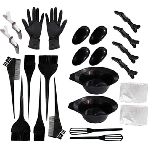 Salon Hair Coloring Cream Bowl Brush Comb Earcap Clips Dyeing Cape Full Set